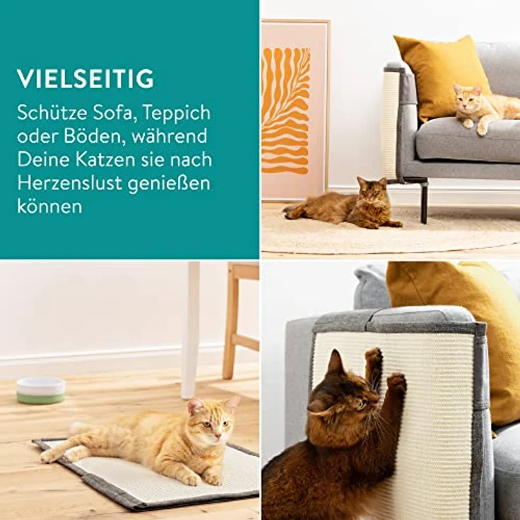 Navaris Kratzmatte & Kratzschutz für die Katze - Natürlicher Sisal Kratzteppich & Kratzmöglichkeit für das Sofa - Katzen Couch Abdeckung – Bild 5