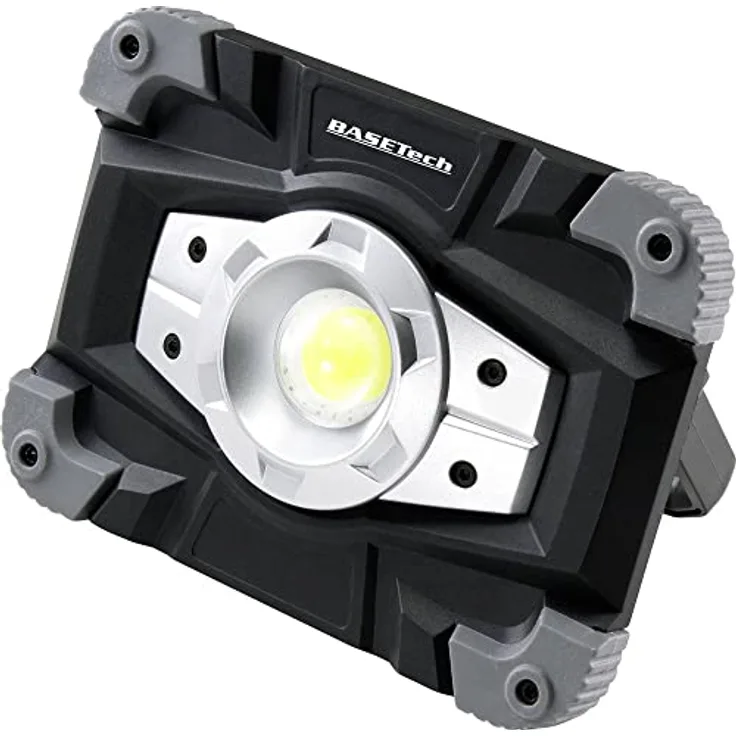 Basetech BT-2238078 LED Arbeitsleuchte, 10W 900lm, wiederaufladbar, kompakt, wasserfest, mit SOS-Blinklicht und Powerbank-Funktion