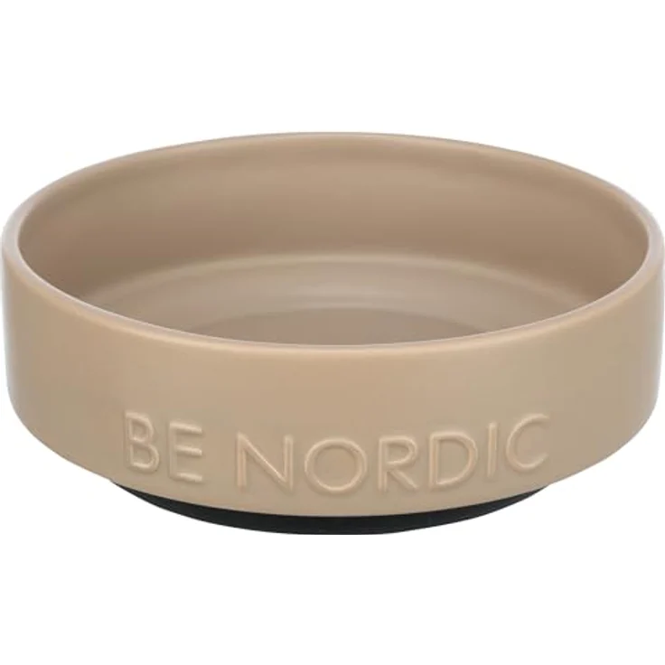 TRIXIE Hundenapf aus Keramik BE NORDIC 500 ml taupe - moderner Fressnapf für kleine Hunde ø 16 cm Keramiknapf mit rutschfester Gummierung - 24526 – Bild 1