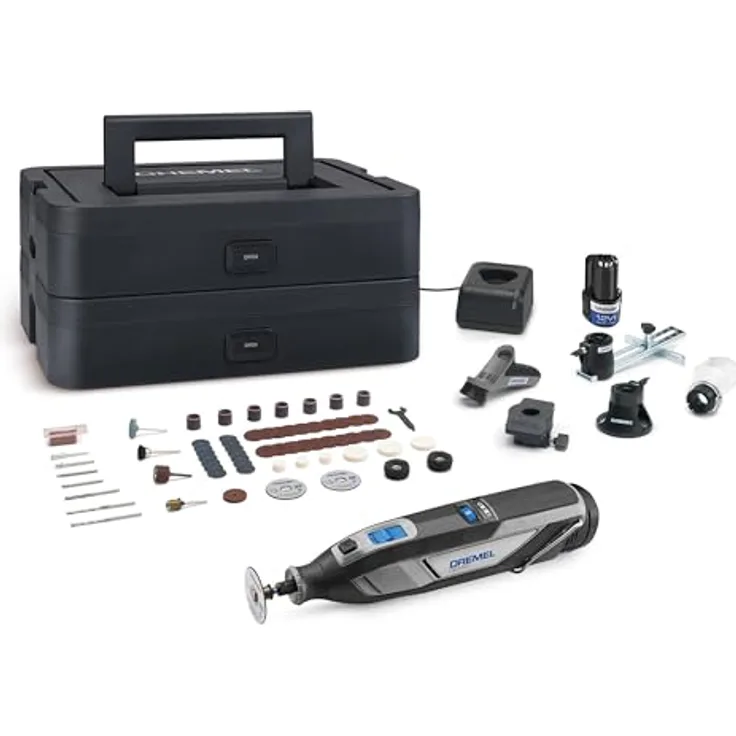 DREMEL Akku-Multifunktionswerkzeug Dremel 8240-5/65 Platinum+ Box, 12V Akku-Multitool mit 5 Aufsätzen und 65-tlg. Zubehörset