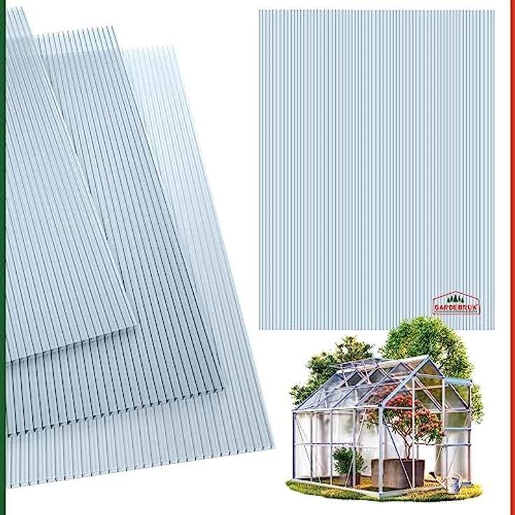 Deuba 14x Polycarbonat Hohlkammerstegplatten 4mm 10,25 m² Doppelstegplatte - 1210x605 Stegplatte Gewächshausplatte – Bild 6
