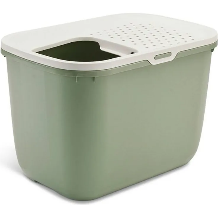 Savic Katzentoilette Hop In, Katzenklo mit oberem Einstieg, weiß/grün