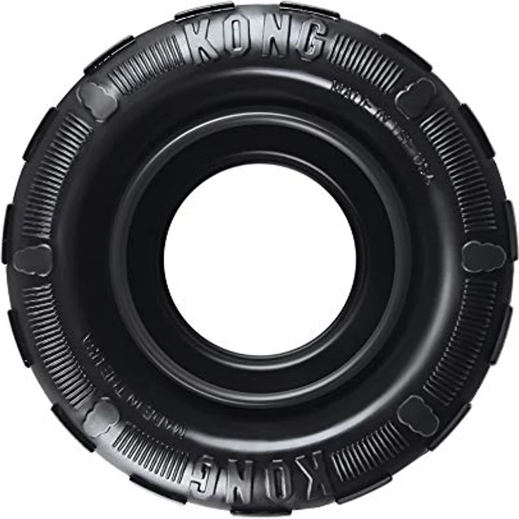 KONG – Tires – Kauspielzeug und Leckerlispender aus Robustem Kautschuk für Besonders Kräftiges Kauen – Für Mittelgroße/Große Hunde – Bild 1
