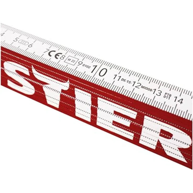 STIER Zollstock, 2 m Buchenholz, 10 Glieder, 90°/180° Raster, metrische Skala, beidseitiger Aufdruck, robust & präzise, STIER - Zollstock für Messaufgaben – Bild 2
