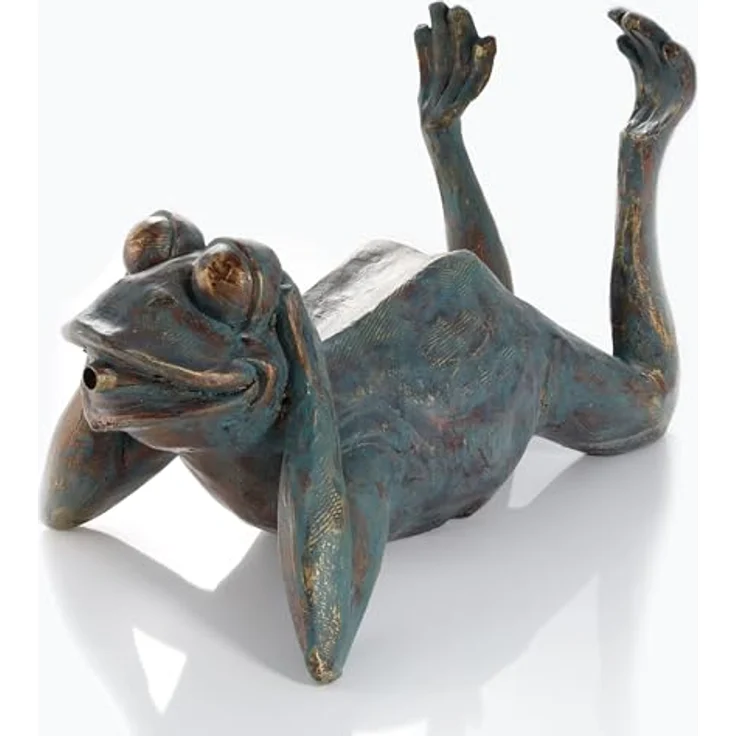 Esotec Wasserspeier-Figur Frosch, Teichfigur aus wetterfestem Kunststein, mit Schlauch für Wasserdurchfluss 300 l/h, ca. 340 x 210 x 235 mm – Bild 1