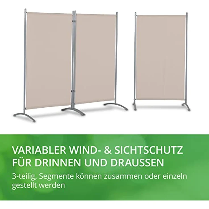 Leco Paravent, Trennwand und Sichtschutz für Balkon und Garten, 3-teilig weiß – Bild 3