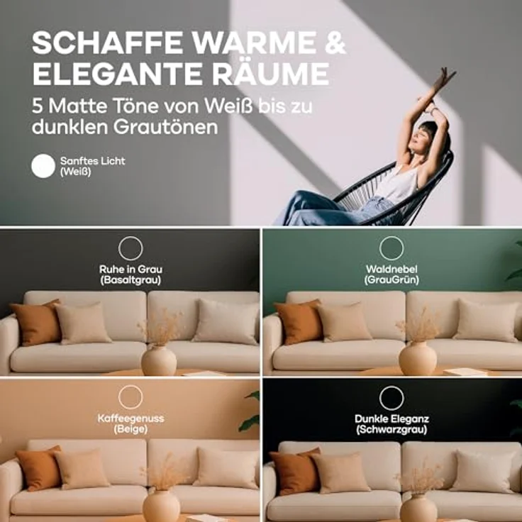 plid Wandfarbe Matte 2.5L, Hochdeckende, geruchsarme Innenfarbe für ca. 18 m², Farbton "Kaffegenuss" beige, schnelltrocknend, geeignet für verschiedene Untergründe – Bild 2