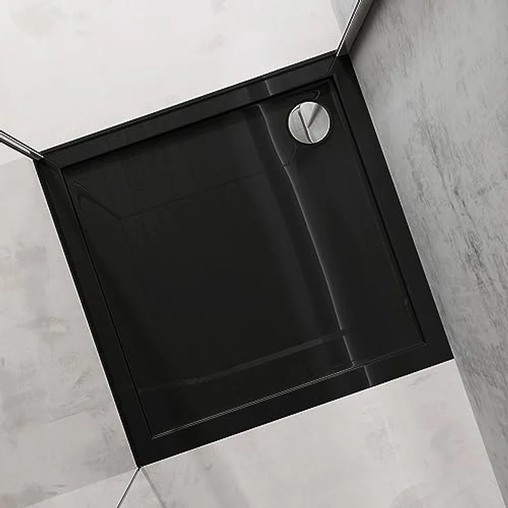 doporro Duschwanne Duschtasse flach aus Acryl DIN-Anschlüsse Faro1, Quadratusch, edles Design mit reibungslosem Abfluss, Weiß – Bild 6