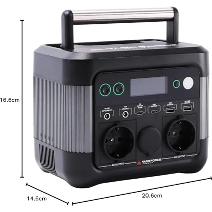 Yard Force Power Station LX PS300, mobile Powerstation mit 300 W, 20 Ah, 2x USB-C, 2x USB-A, 2x 230 V, klappbarer Tragegriff – Bild 6