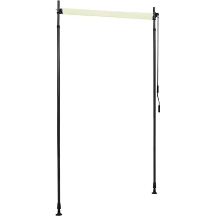 vidaXL Außenrollo 120 x 270 cm Creme, Senkrechtmarkise mit Handkurbel und höhenverstellbaren Pfosten – Bild 5