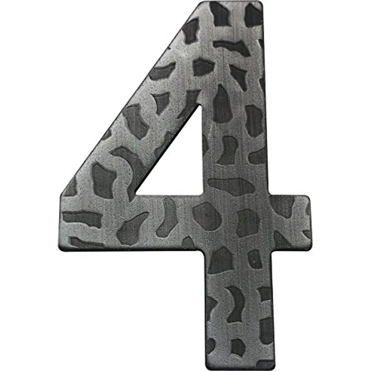 Schösswender Hausnummer Ziffer "4", antike Schmiedeeisen Ziffer, Höhe 120 mm, schwarz verzinkt, inkl. Schrauben und Dübel