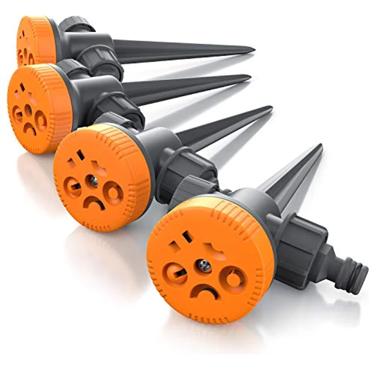 Brandson Rasensprenger 4er Set, 5 Fach Sprinkler mit Wählscheibe für Kreis, Halbkreis, Viertelkreis und Strahlfächer, robustes Design mit Schnellkupplungssystem – Bild 5