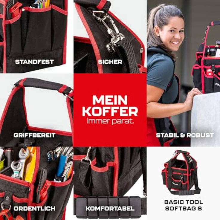 Parat BASIC Tool Softbag S, Werkzeugtasche unbestückt mit 21 Steckfächern, robustem Nylonmaterial, farblich neutral – Bild 9