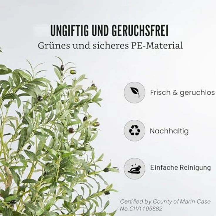 VEVOR Künstlicher Olivenbaum 60x60x155cm aus PE, geruchslos und wasserdicht, ideal für Wohnzimmer und Schlafzimmer – Bild 3