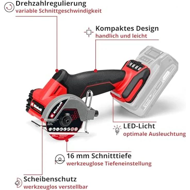Einhell Professional Akku-Trennschleifer TP-CO 18/76-C Li BL-Solo, Bürstenloser Motor, 76 mm Scheiben-Ø, 16 mm Schnitttiefe, inkl. 4 Trennscheiben, ohne Akku – Bild 3