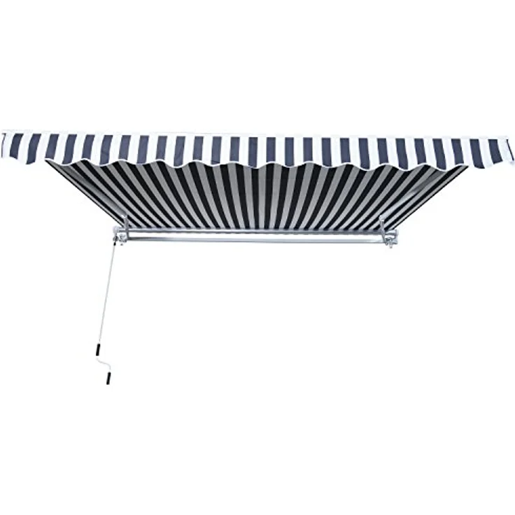 Markise Alu-Gelenkarmmarkise Sonnenschutz mit Handkurbel 3,5x2,5m Grau+Weiß - grau-weiß - Outsunny – Bild 3