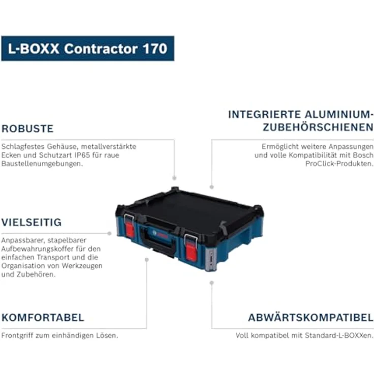 Bosch L-Boxx Contractor 170, System-Koffer mit schlagfestem Gehäuse und wetterfester Abdichtung IP65 – Bild 3