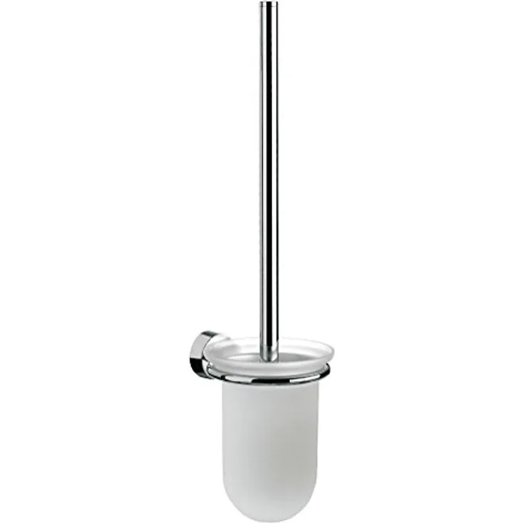 EMCO Rondo 2 Toilettenbürsten-Garnitur, Glas satiniert-Chrom, Toilettenbürste mit Bürstenhalter, Wandmontage 41500101