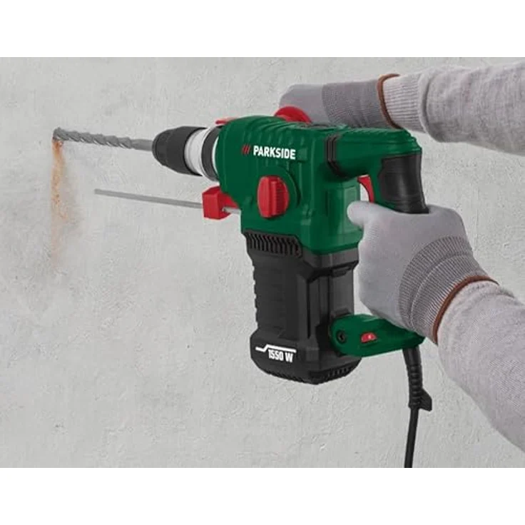 Parkside Bohrhammer / Meißelhammer PBH 1550, 5 J, 1550W, inkl. Bohrer- und Meißelset, 230 V, Schwarz – Bild 2