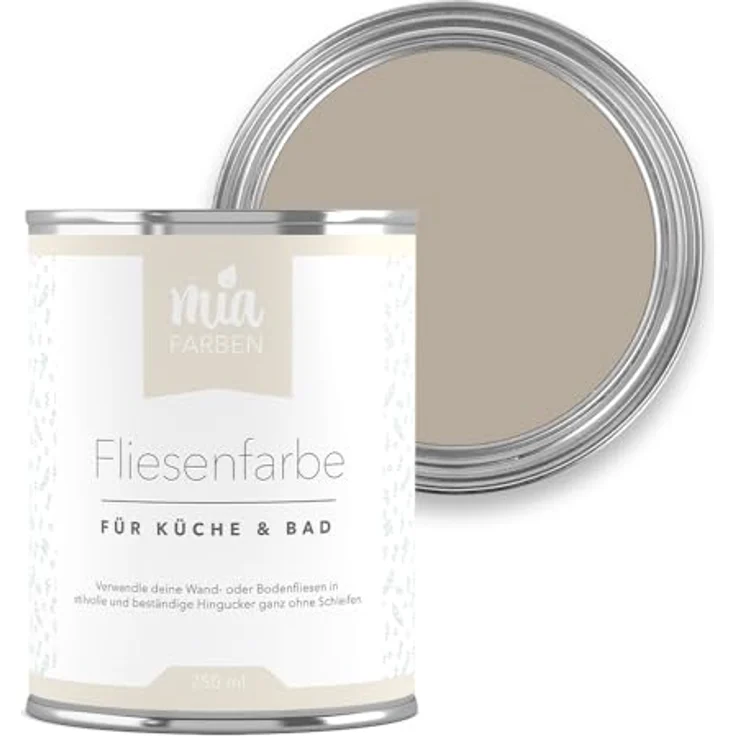 miafarben Fliesenfarbe ohne Schleifen, hochdeckender Fliesenlack für Wand & Boden in Weichem Sandgrau, matt, wasserbasiert, ideal für Bad & Küche (5L) – Bild 1