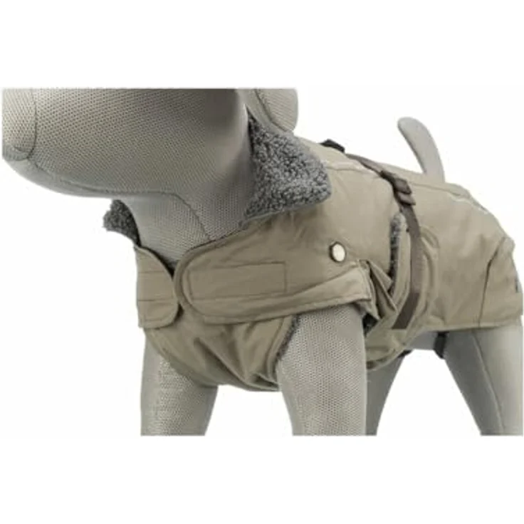 TRIXIE Hundemantel Mantel Rouen 2 in 1 sand, reflektierende Elemente und elastischer Bauchlatz – Bild 5