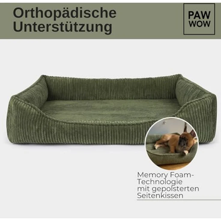 PAW WOW Anton Hundebett | Orthopädisches Hundebett für mittelgroße und große Hunde (Olive, 100x70cm) – Bild 4