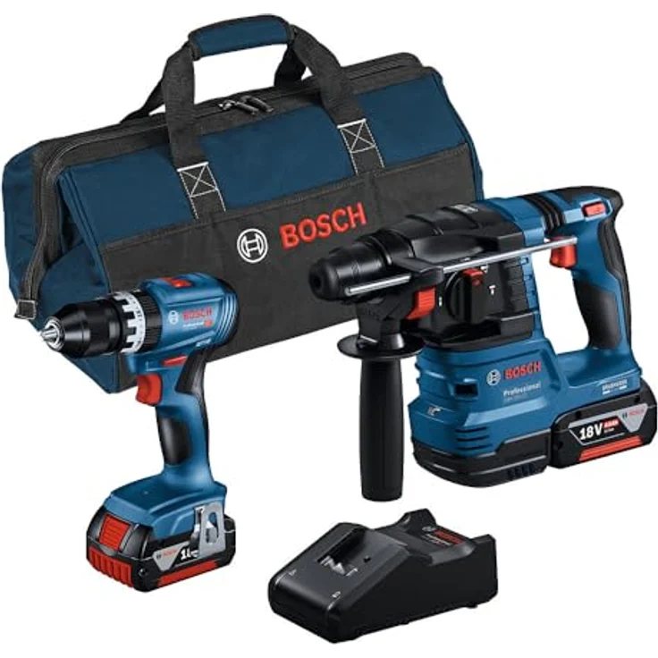 Bosch Combo Kit 18V, gsb 18V-45 & gbh 18V-22, inkl. 2 x 4.0Ah Akkus, Ladegerät, Werkzeugtasche – Bild 1