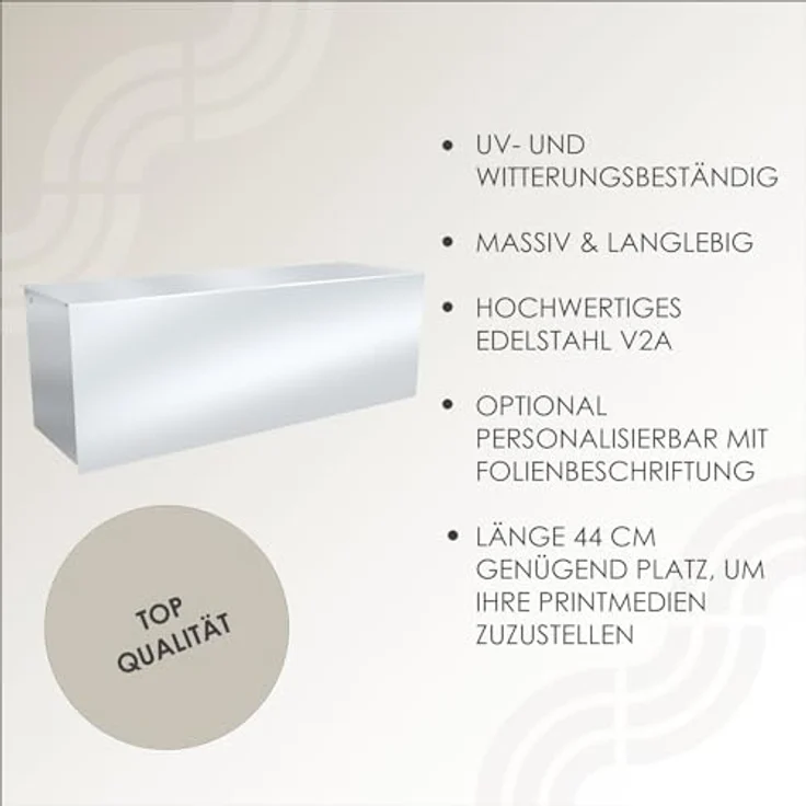MOCAVI Zeitungsfach mit Deckel ZF 2a Edelstahl, extra-groß, moderne Design-Zeitungsrolle, geschlossen, XXL Zeitungsbox eckig – Bild 3