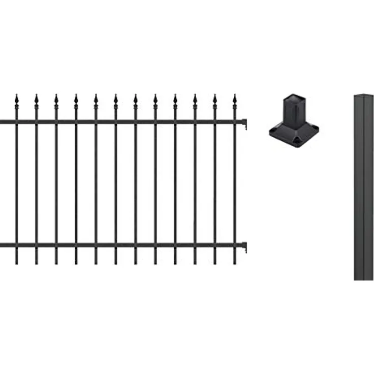 Alberts 510305 Zaunkomplettset Chaussee, Aluminium matt-schwarz, zum Aufschrauben, 10 m Länge, 100 cm Höhe