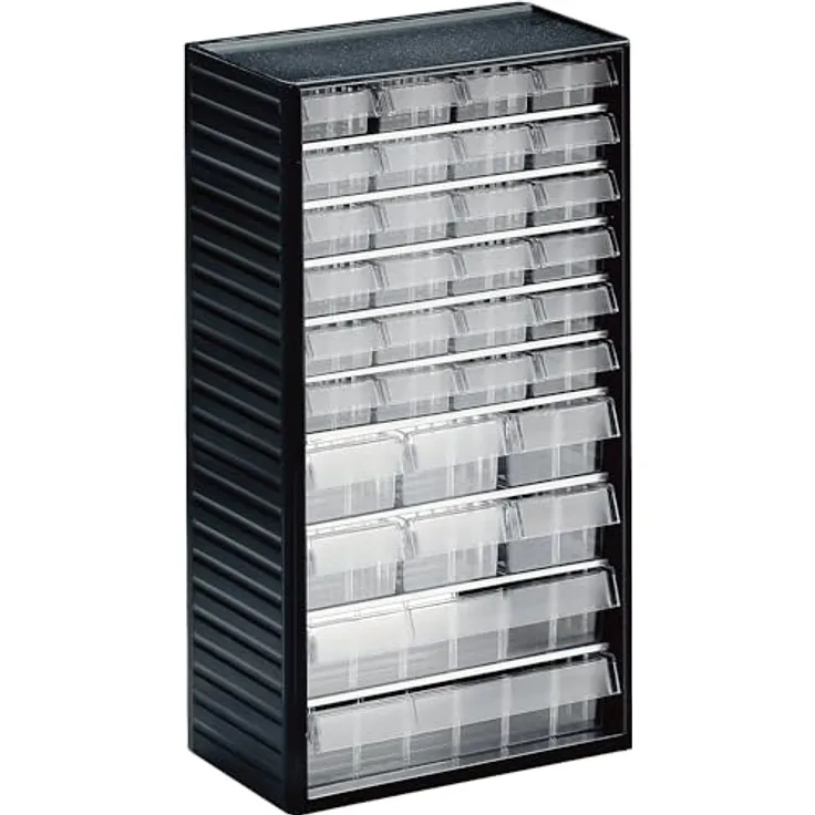 Treston Kleinteilemagazin 550C-3, 32 Schubladen, Polypropylen-Rahmen, Grau, BxTxH 310x180x550 mm