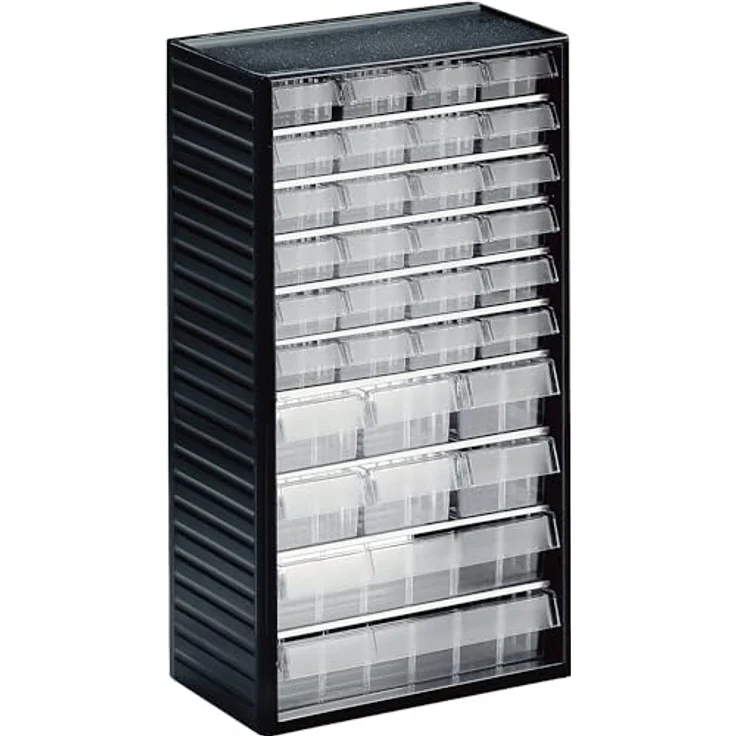 Treston Kleinteilemagazin 550C-3, 32 Schubladen, Polypropylen-Rahmen, Grau, BxTxH 310x180x550 mm – Bild 1