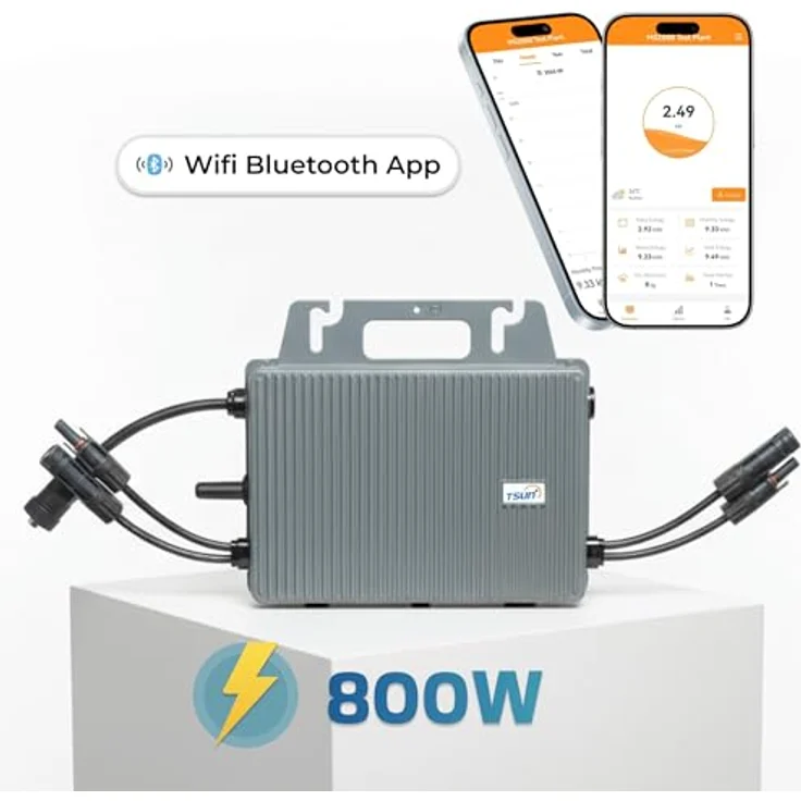 SUNNIVA TSUN Mikro-Wechselrichter 800 W TSOL-MS800, IP67 wetterfest, Plug-&-Play, 2 MPPT, WLAN und Bluetooth, für Balkonkraftwerk – Bild 3