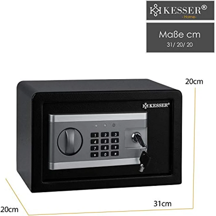 KESSER Elektr. Tresor | Inkl. Batteriebox | Elektronischer Safe | 3x Doppelbolzenverriegelung | Boden Wandtresor | Möbeltresor | Innenbeleuchtung | Panzerschran Zahlenschloss S – Bild 3