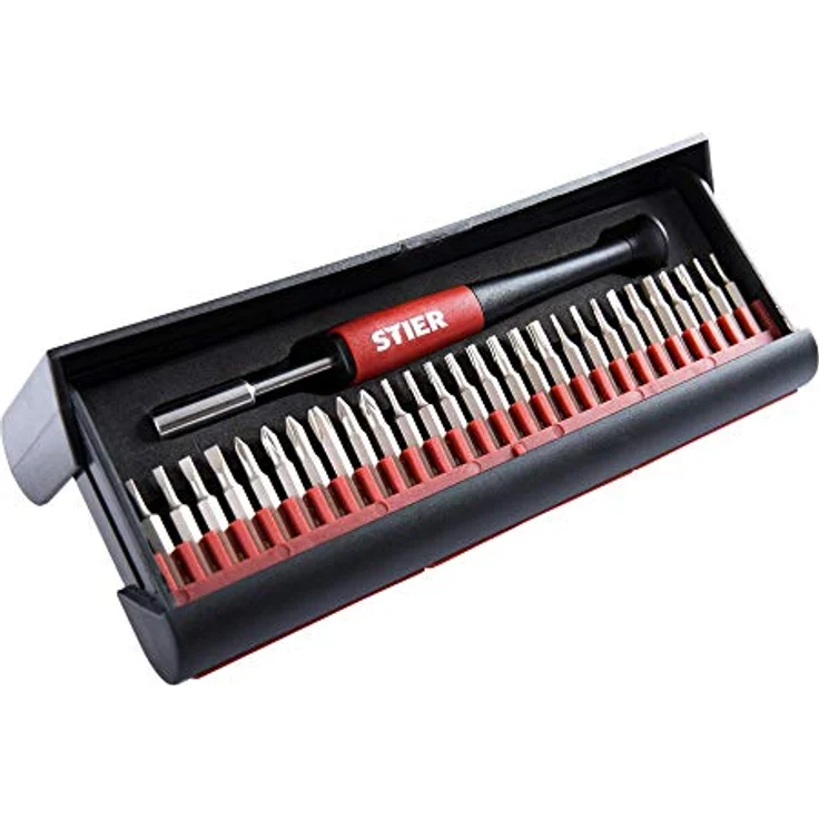 STIER Der STIER Feinmechaniker Schraubendrehersatz, 29-tlg, Präzisionsschraubendreher Set, Bits für Phillips Pozidriv Innensechskant Torx, für Laptops Uhren iPhones – Bild 1