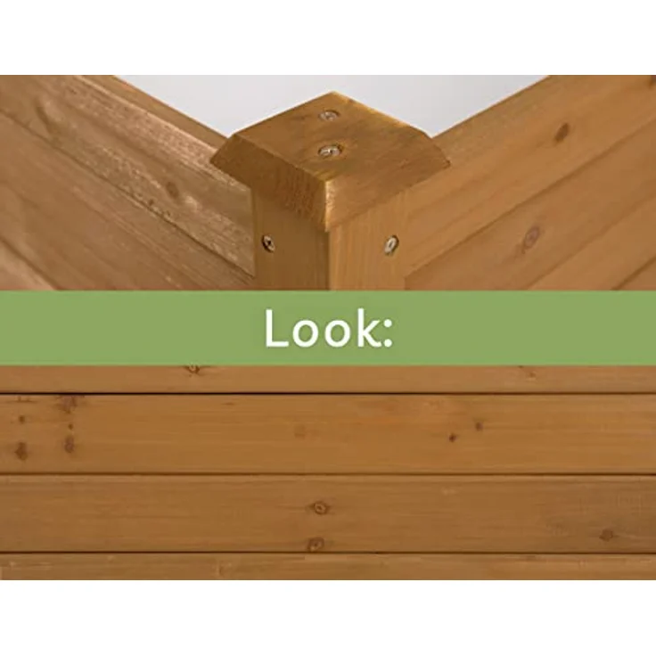 needs&wants® Große Hochbeet-Umrandung aus Holz für Garten Terrasse, Pflanzbeet Bausatz XL quadratisch, Blumenbeet Kräuterbeet Beetumrandung niedrig deko, 120 x 120 x 26,5 cm, dunkel-braun – Bild 3