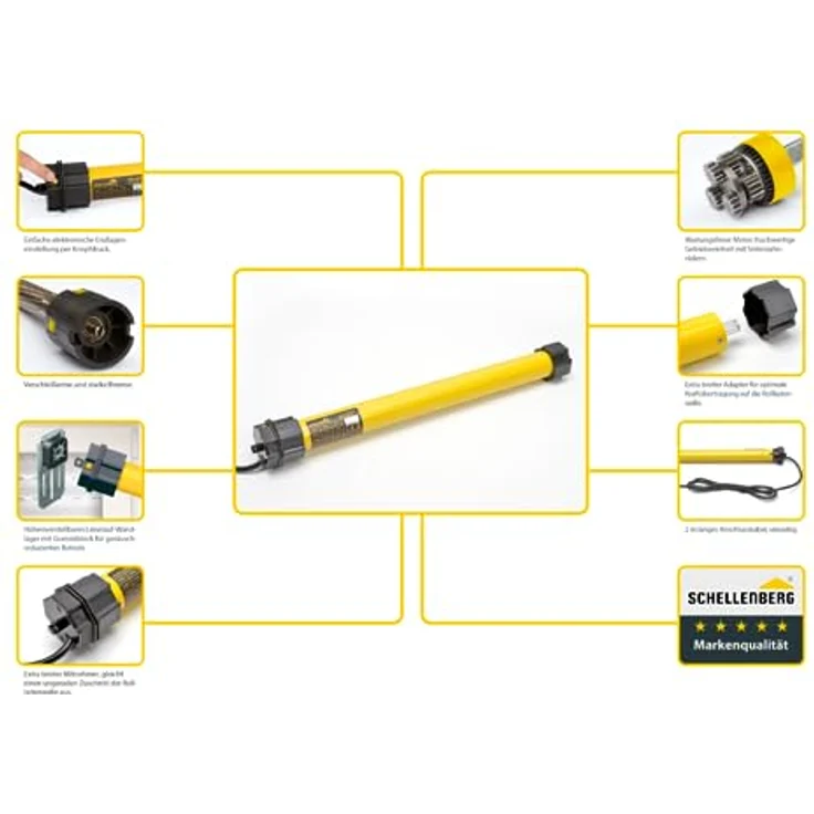 Schellenberg 20720 Maxi Plus Rolladenmotor, 20 Nm, elektronische Endlageneinstellung, für 60 mm Welle, Komplettset inkl. Wandlager für Flächen bis 8,5 m² – Bild 2