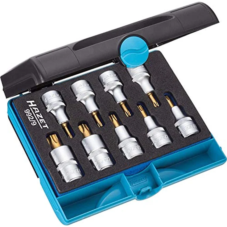 Hazet Schraubendreher-Steckschlüsseleinsatzsatz 1/2 Zoll, Torx T20-T60, TiN beschichtet, 9-teilig, Kunststoff-Kasten 165-S, Made in Germany – Bild 2