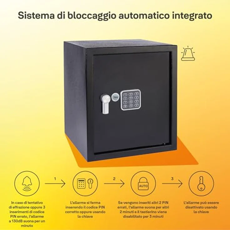 Yale YEC/390/DB2, Elektronischer Tresor mit Alarm, Groß, Standardsicherheit, schwarz – Bild 3