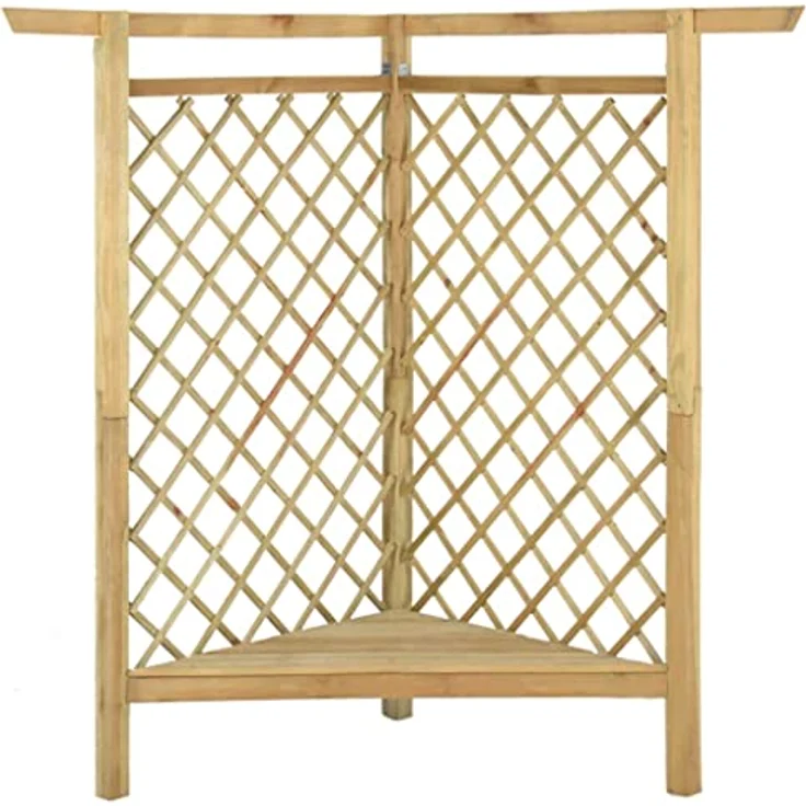 vidaXL Eckpergola mit Bank, 166x81x174 cm, grün imprägniertes Kiefernholz, stabile Rankhilfe für Kletterpflanzen – Bild 4