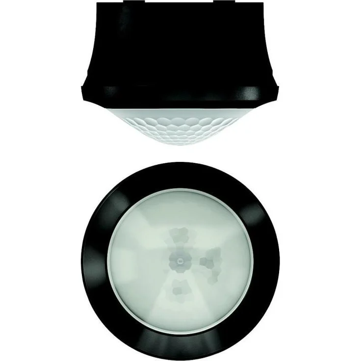 Theben theRonda S360 KNX AP BK, Bewegungsmelder für Deckenmontage mit 360° Erfassungswinkel, 8 m Reichweite, IP54, selbstlernende Nachlaufzeit, Helligkeitsmessung 10-3000 Lux, schwarz
