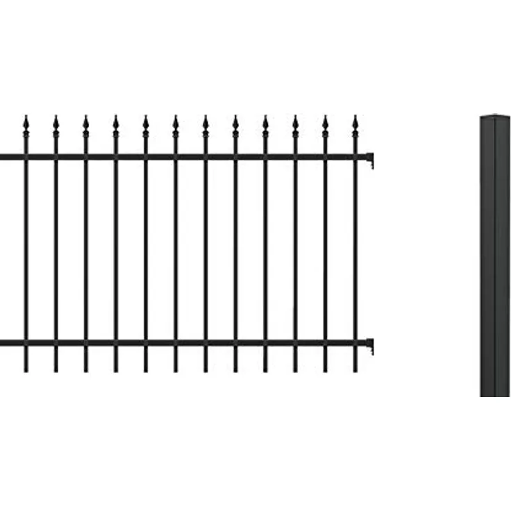 Alberts 510343 Zaunerweiterungsset Chaussee, Einbetonierbar, Aluminium, 100 cm Höhe, 2 m Länge, matt-schwarz