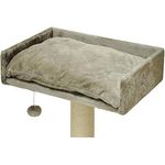 nanook Liegeplatz mit Kissen und Spielball, Katzenbett für Kratzbaum Sigurd, 60x40 cm, gemütlicher Rückzugsort, weiche Plüsch-Kissen, stabile Holzfaserplatte