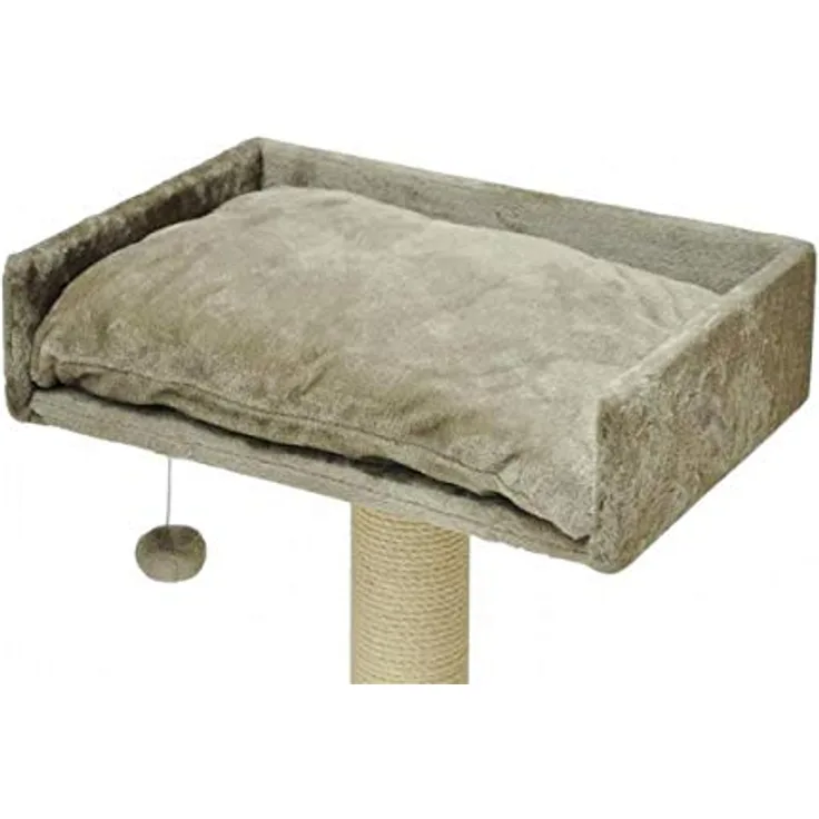 nanook Liegeplatz mit Kissen und Spielball, Katzenbett für Kratzbaum Sigurd, 60x40 cm, gemütlicher Rückzugsort, weiche Plüsch-Kissen, stabile Holzfaserplatte