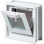 Fuchs Design Lüftungsfenster (239x239x80 mm) Weiß anstatt 1 Glasbaustein im Format 24x24x8 cm – mit Fliegengitter