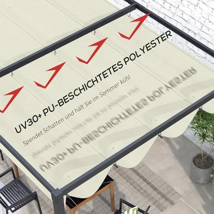 Outsunny Pavillon-Ersatzdach für 2,85 x 2 m Pergola, wasserabweisend mit Regenabflusslöchern, UV-Schutz 30+, cremeweiß – Bild 3