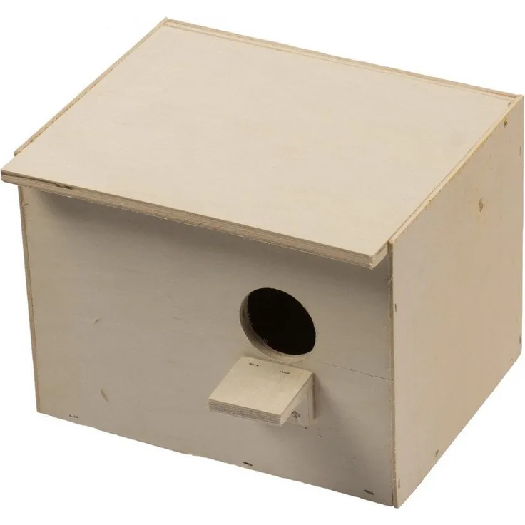 DUVO+ Nistkasten Brutkasten Holz, robuster Brutkasten für Sittiche mit praktischer Sitzstange