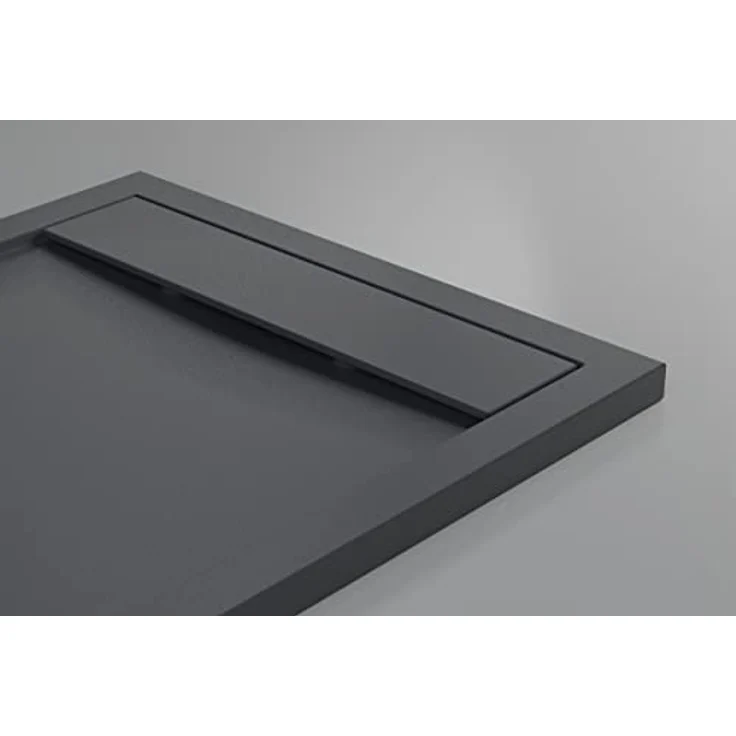 BERNSTEIN Duschtasse 140x90 cm, Mineralguss Duschwanne in Anthrazit Matt mit flacher Bauhöhe und Gefälle, rutschfest und einfach zu reinigen – Bild 3