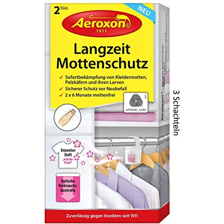 Aeroxon Mottenschutz-Hänger mit Duft - 3x2 Stück - Verlässliche, Starke und schnelle Mottenfalle gegen Kleidermotten - Mottenschutz für Kleiderschrank - Preisvergleich