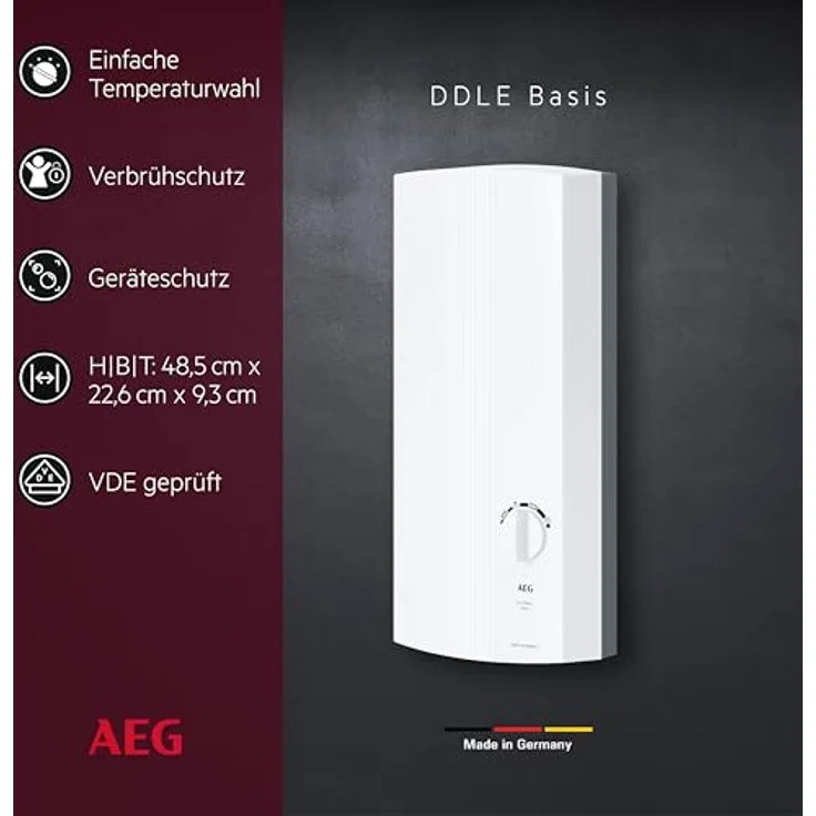 AEG DDLE Basis, EEK: A Durchlauferhitzer elektronisch geregelt, 18/21/24 kW, Über-/Untertischmontage (222390) – Bild 3