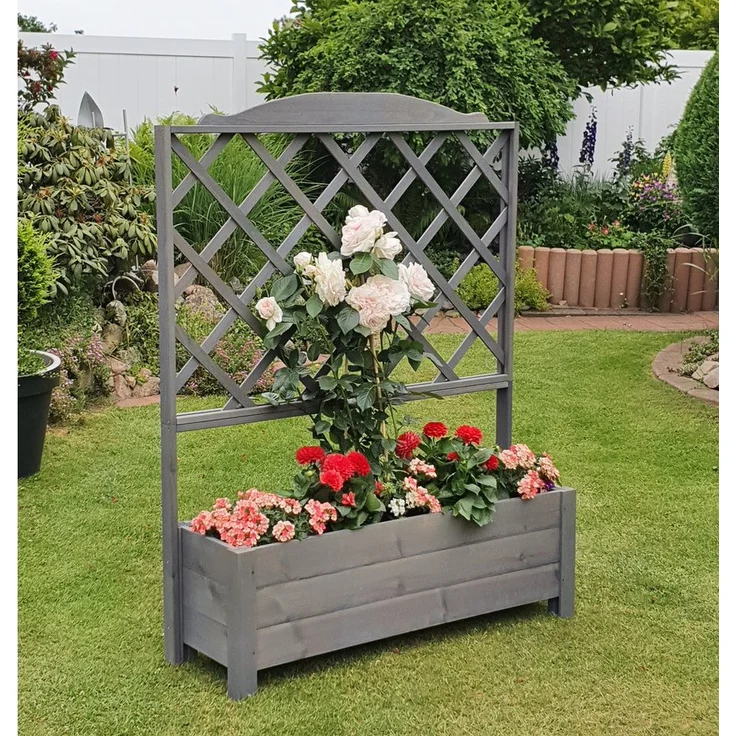 promadino Rankhilfe Botanica, Rankkasten aus FSC-zertifiziertem Kiefernholz, BxTxH: 110x32x140 cm, vielseitig einsetzbar als Blumenkasten oder Sichtschutz